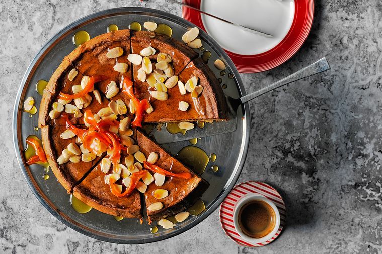 White chocolate, orange flourless Cake